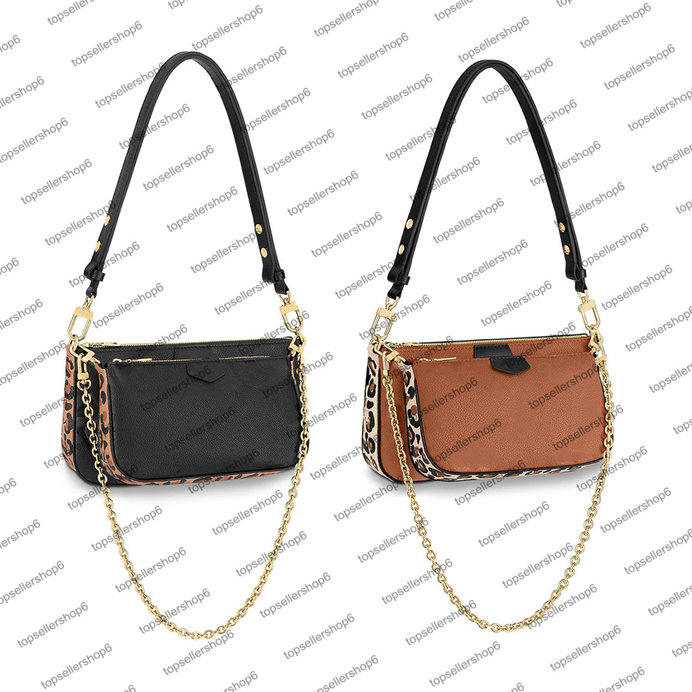 

M45839 ACCESSOIRES Desinger women bag Wild at Heart leopard print Purse embossed cowhide-leather two pochettes cross-body pouch wallet shoulderbag, Invoice/no pay