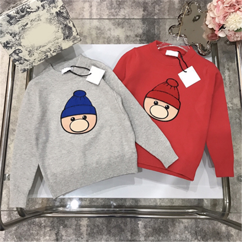 

Retail Long Sleeve kids Pullover sweater boutique clothing round neck sweaters autumn winter children's warm cardigan sweaters, Red