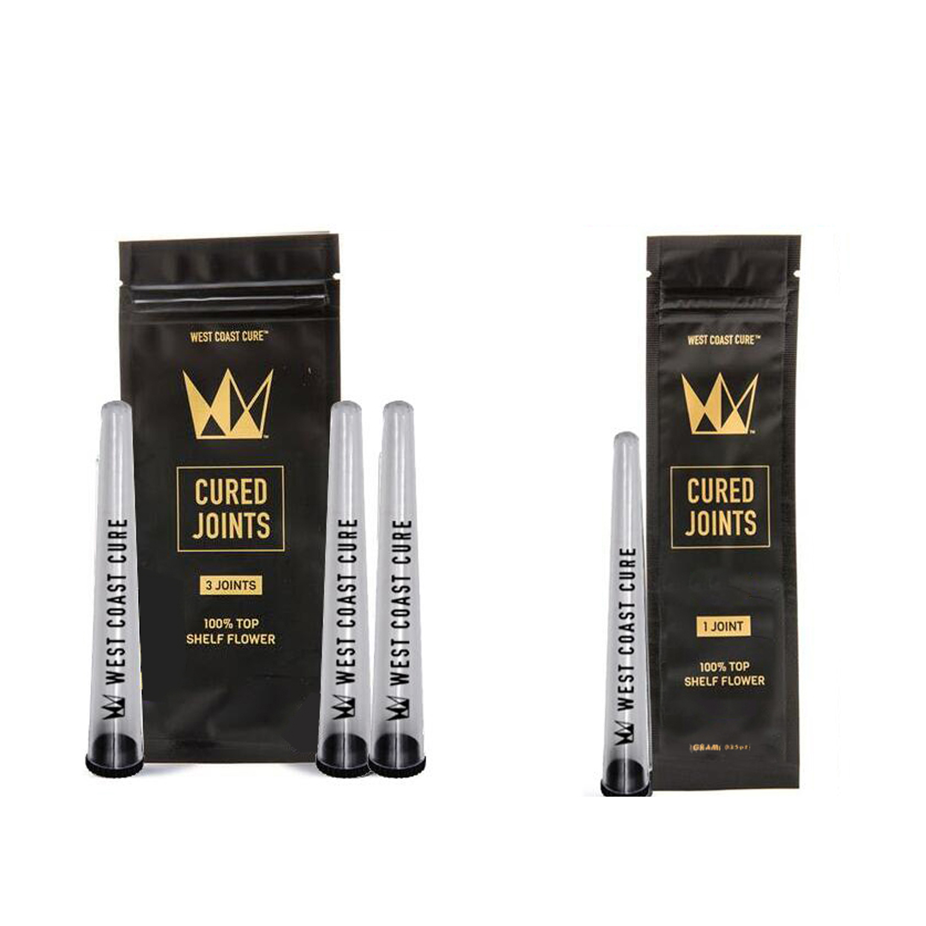 

West Coast Cure PreRoll Tubes Packaging Bags Plastic Packing Bottles Mylar Bags+Joint Bottles+Flavor Stickers