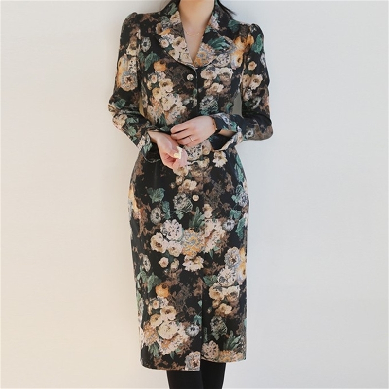 

Business Single Breasted Blazer Pencil Work Dress Spring Women Formal Black Patchwork Notched Collar OL Bodycon 210603, Picture color