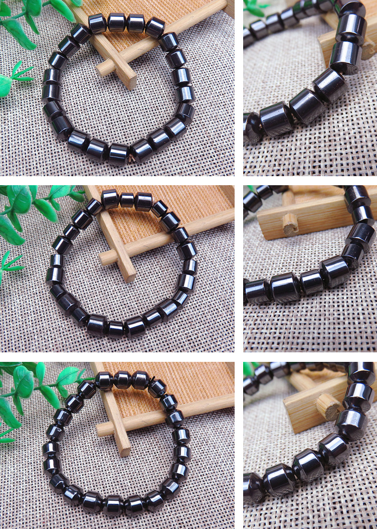 

Hand Strands Hematite Bracelets Round Bead Cylindrical Magnetic Magnet Bracelet Therapy Wristband Wrap Wholesale Jewelry