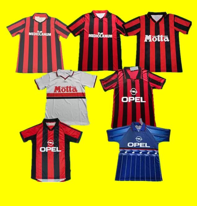 

1988 1989 1990 1991 1992 1993 1994 1995 1996 1997 1998 soccer jersey Retro vintage football shirt classic ac MALDINI MILAN VAN BASTEN WEAH 95 96 blue