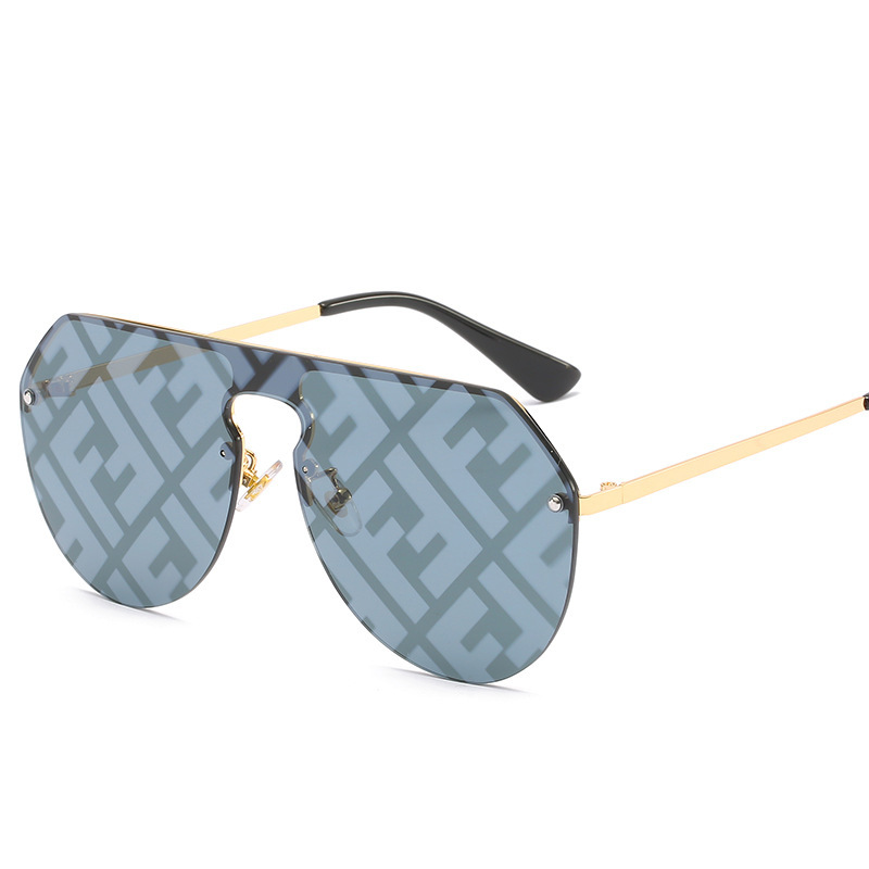 

FF fashion conjoined Lens Sunglasses Women's 2021 new large frame men's and women's Street Photo sunglasses Fashion Glasses, Black