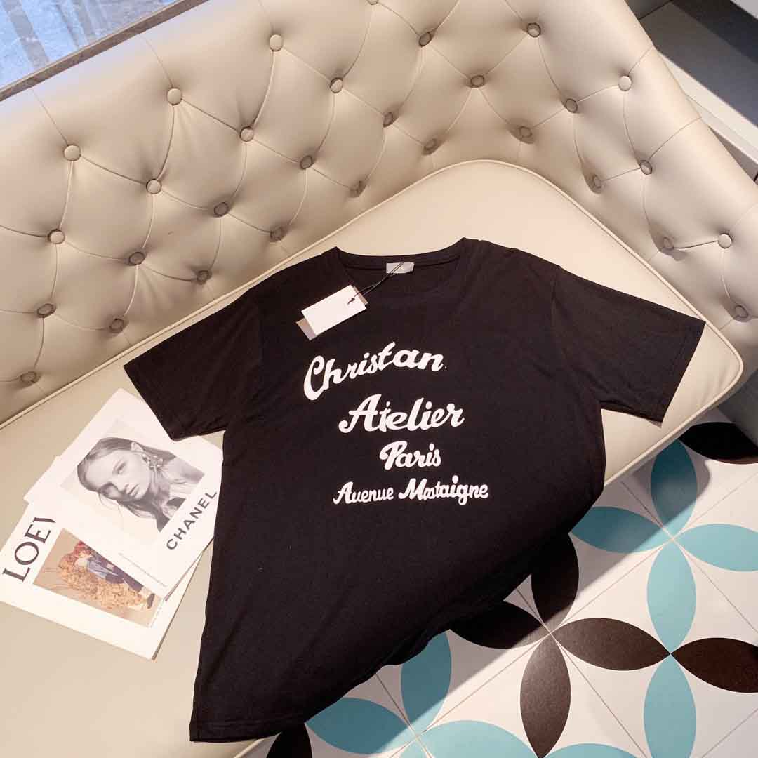 

2021ss spring and summer new high grade cotton printing short sleeve round neck panel T-Shirt Size: m-l-xl--xxxl Color: black white g87g77, Black;brown