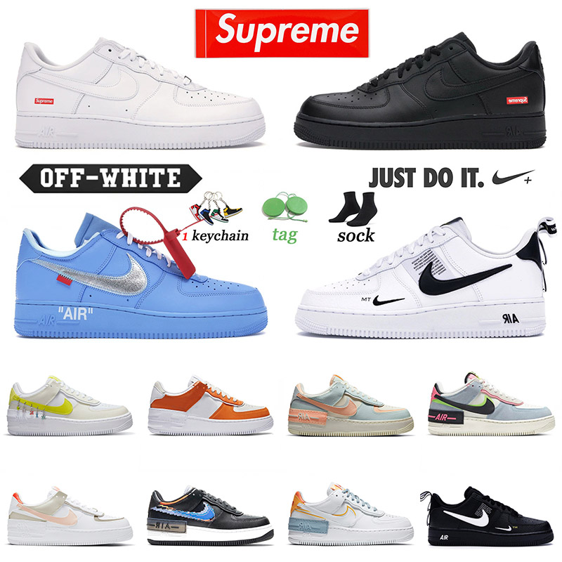 

2021 Top Quality Supreme Black Running Shoes Just Do It Utility Off White Mca Leather Air Force Mens Women Airforce Trainers Sneakers Skate 36-45, A35 36-40