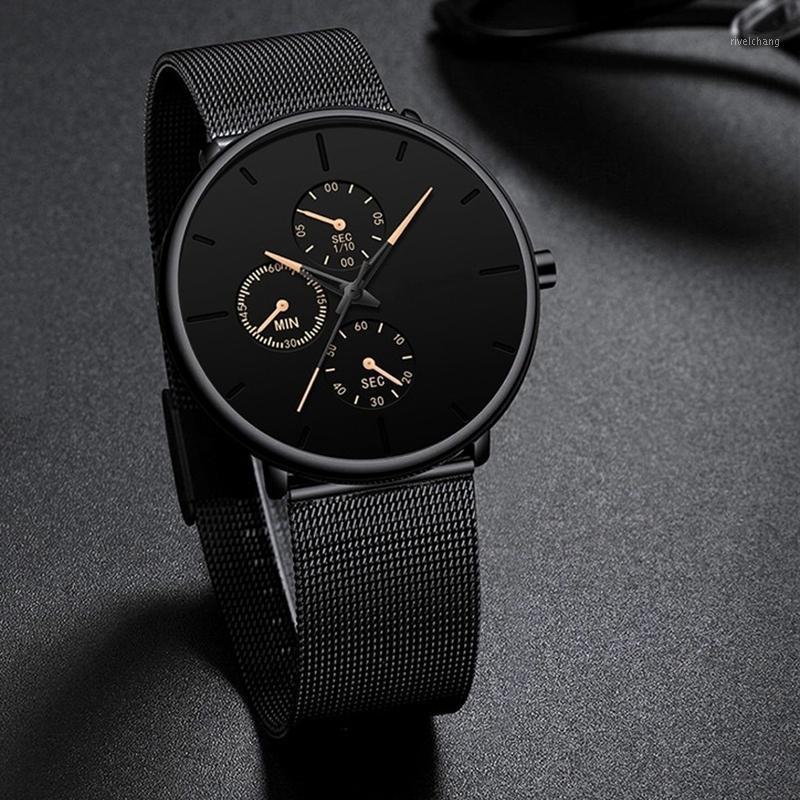 

Wristwatches Personality Creative Alloy Mesh Belt Fake Three-eye Watch Casual Quartz Watches, 02