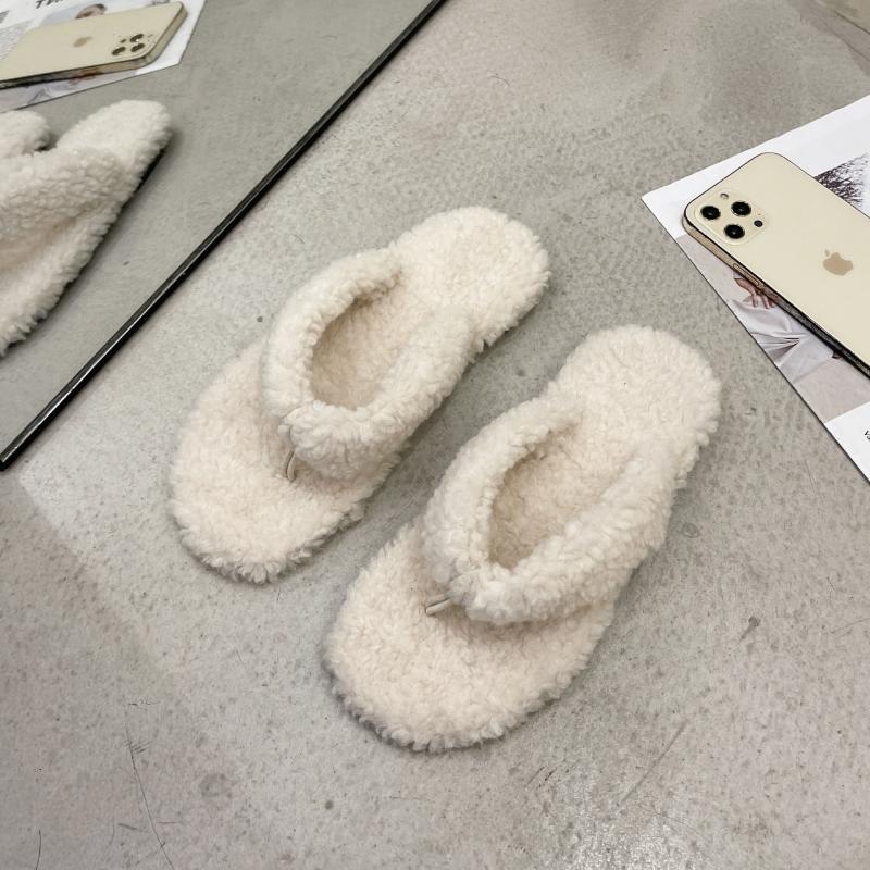 

Slippers Cotton 2021 Autumn And Winter Korean Version Of The Net Red Flat Bottom Casual Hairy Women All-match, Green