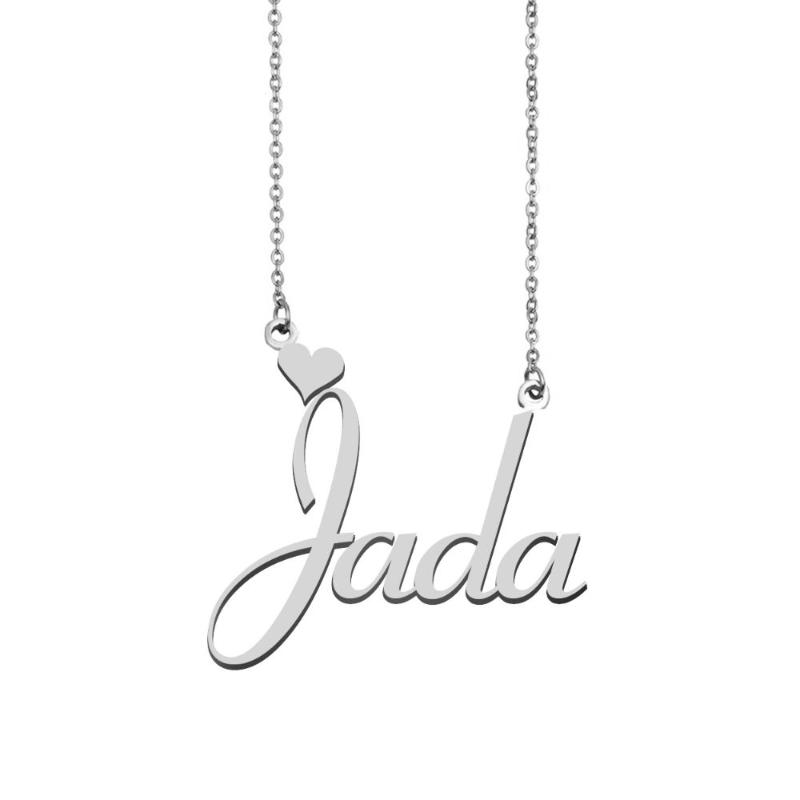 

Pendant Necklaces Jada Name Necklace Personalised Stainless Steel Women Choker 18k Gold Plated Alphabet Letter Jewelry Friends Gift, Silver