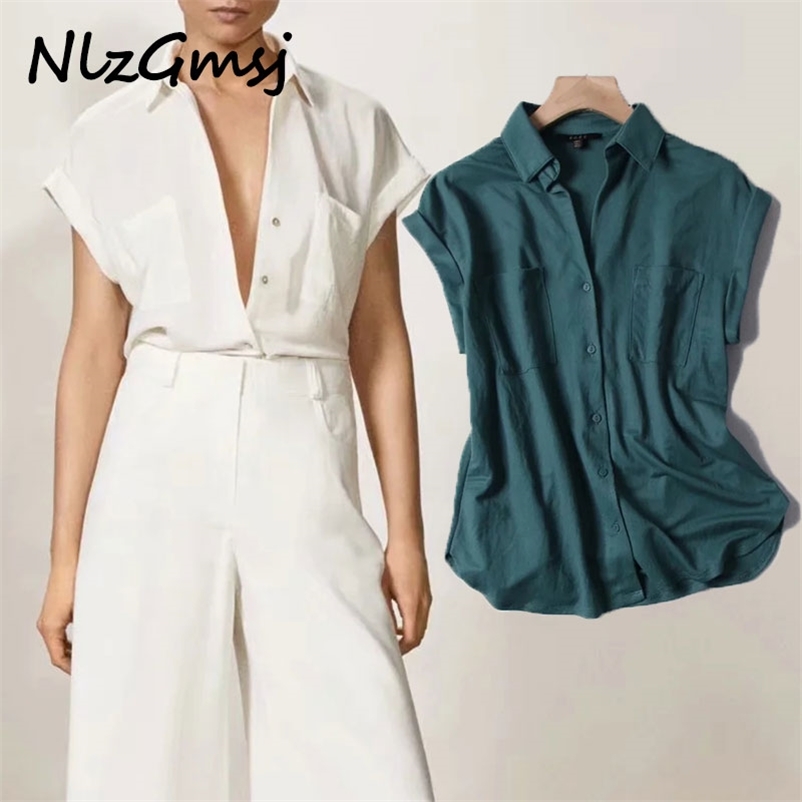 

women solid elegant viscose shirts for summer office ladies work wear blouses high quality 210628, Green