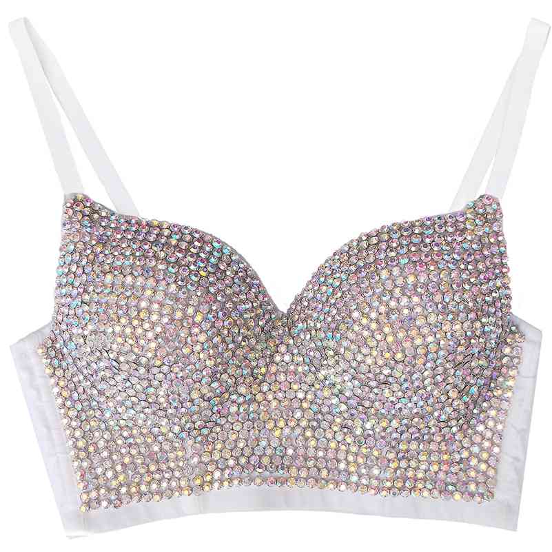 

Sexy Corset Top Bustier Crop Top Rave Outfit Festival Clothing Female Silver Glitter Tops for Women Summer 210616, Red top