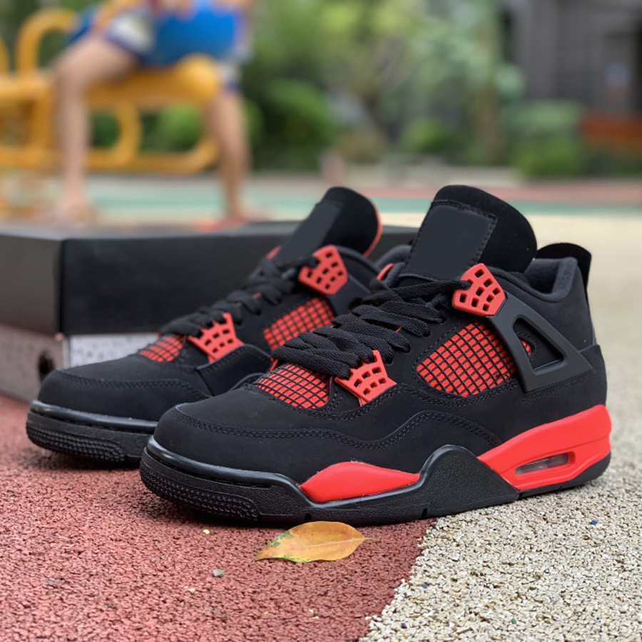 

University Blue Jumpman 4s 4 red thunder basketball shoes tour yellow Black Cement Cat SE Neon pine green What The men women sneakers trainers, As shown 1