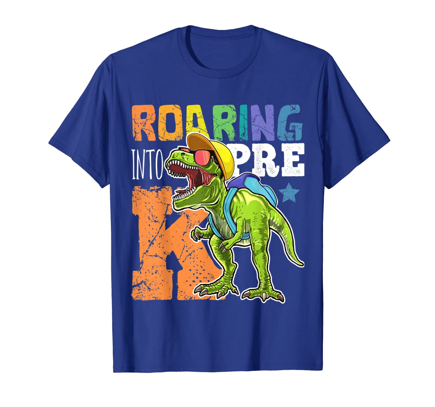 

Roaring Pre-K Dinosaur T Rex Back to School Shirt Boys, White;black