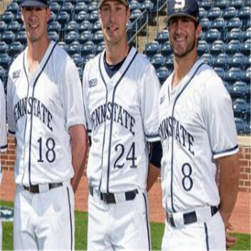

Custom Penn State Nittany Lions Baseball stitched Jersey any name number 31 CHRISTIAN KUSTRA 28 ZACH MORALES 20 PAT MCDONALD, White
