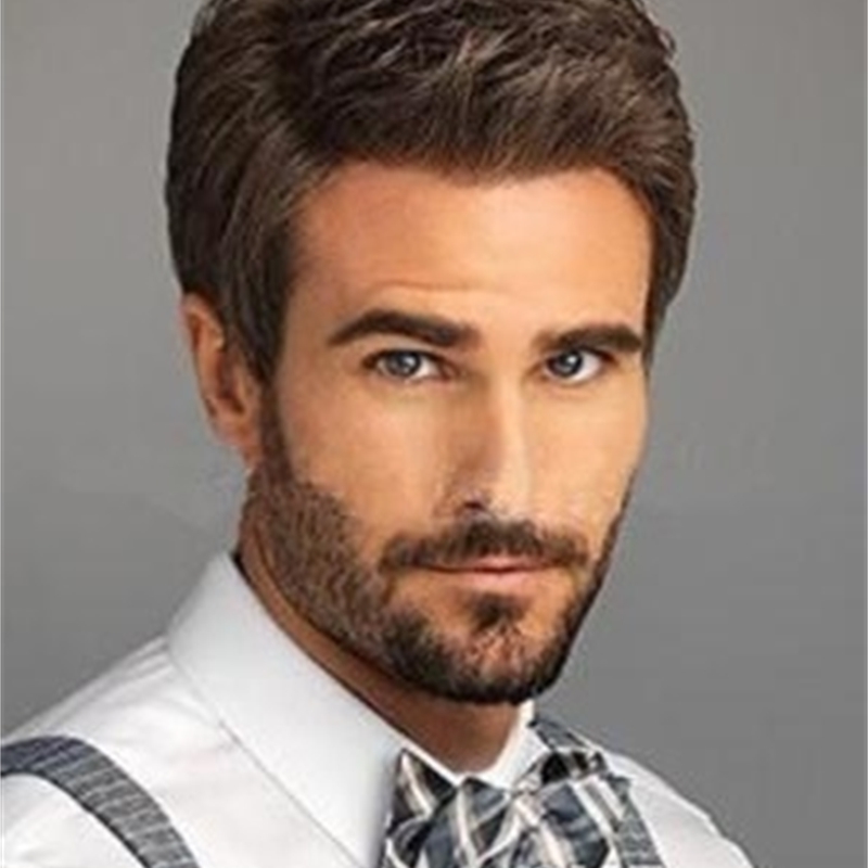 

middle-aged Wig hot fashion men brown short straight hair, Black brown
