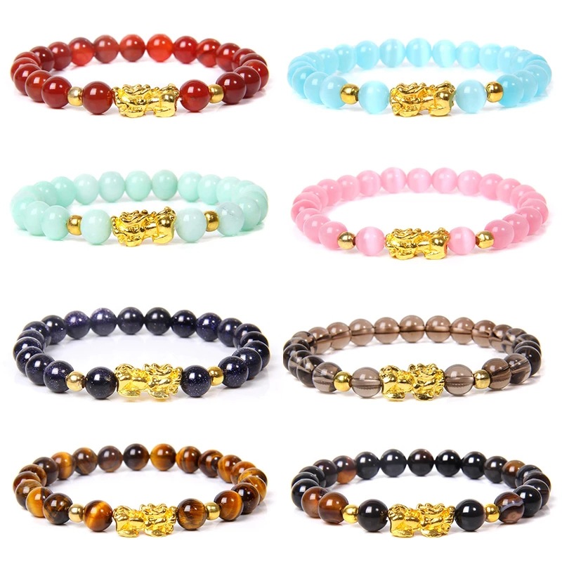 

Designer beaded strands bracelets cat eye crystal beads feng shui jewelry for men or women
