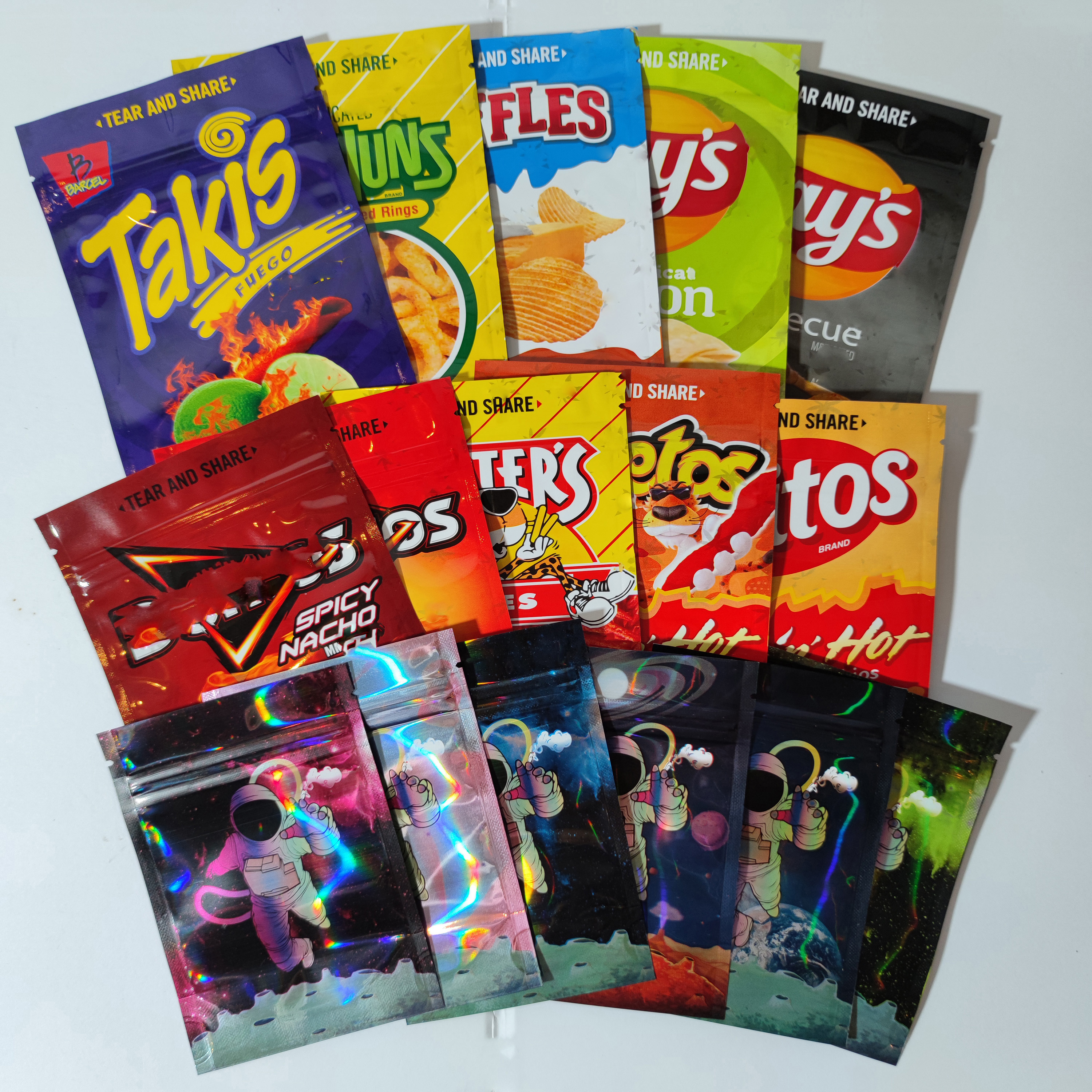 Edible snack chips mylar package bags medicated takis ruffles cheddar cream barbecue cheese doweedos funyuns spicy nacho flamin hot edibles packi-image-737292965