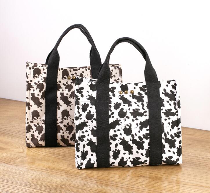 

DHL30pcs Stuff Sacks Women Canvas Cow Prints Large Capacity Shoulder Bags Mix Color, Black