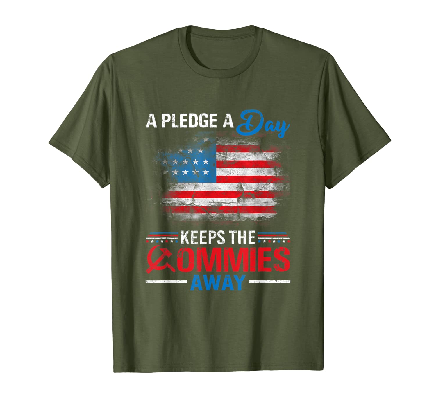 

america lover tee a pledge a day keeps the commies away t-shirt, White;black
