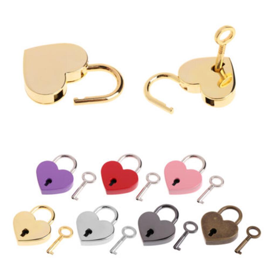 

Mini Retro Alloy Heart Shape Lock Padlock Small Luggage Box Lock With Keys Zinc Alloy Suitcase Locker Hardware Set