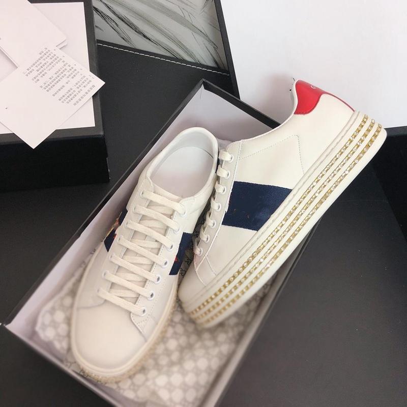 

2021 Fashion Original Design Crystal shoes Bee Embroidery With Top Quality Genuine Leathersize 35-41