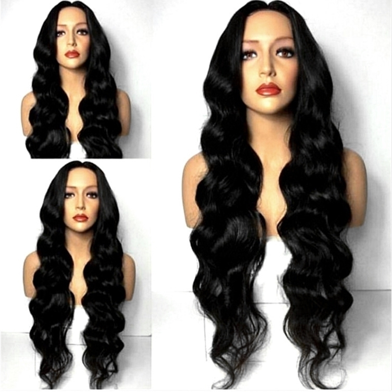 

temperature Fashion wig high silk big wave Black Medium Length curly hair women's fake