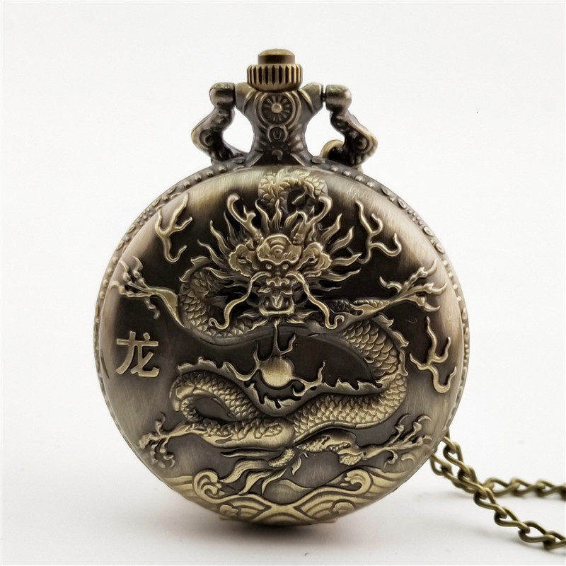

Pocket Watches Antique watchChinese style nostalgic Large Dragon Pendant 12 zodiac men's and women's craft WaUMI3, Slivery;golden