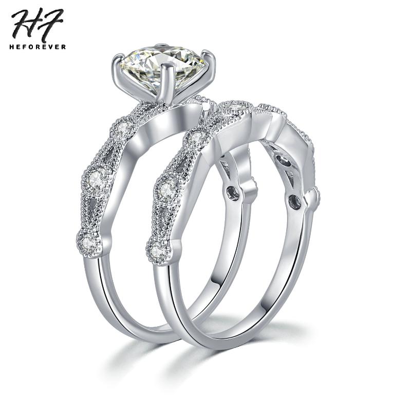 

Cluster Rings Luxury Ring Set For Women Silver Color +Cubic Zirconia Party Wedding Engagement Fashion Jewelry YG049, Golden;silver