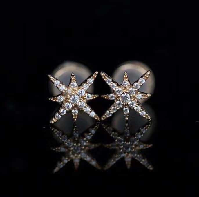 

Luxury quality stud earring with sparkly diamond star styles shape in two colors plated for women wedding jewelry gift PS4410