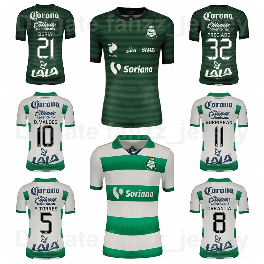 

21-22 Soccer Santos Laguna 22 Ronaldo Prieto Jerseys 10 Diego Valdes 5 Felix Torres 1 Carlos Acevedo 11 Fernando Gorriaran 15 Brian Lozano Football Shirt Kits Home, Green