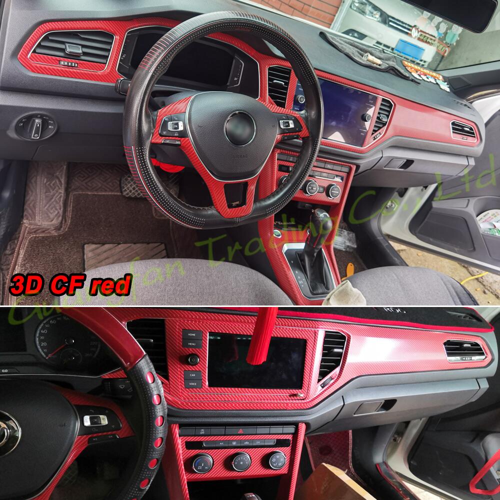 Interior Central Control Panel Door Handle 3D 5D Carbon Fiber Stickers Decals Car-styling Cover Products Accessories For Volkswagen VW T-ROC Year-image-744286449