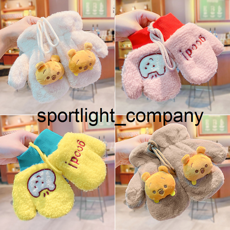 

Winter Children Cute Cotton Cartoon Lanyard Thickened Finger Cot Gloves Boy Girl Soft Outdoor Warmth Gloves Kid Essential Gloves, C2295-d1(2-12 years)