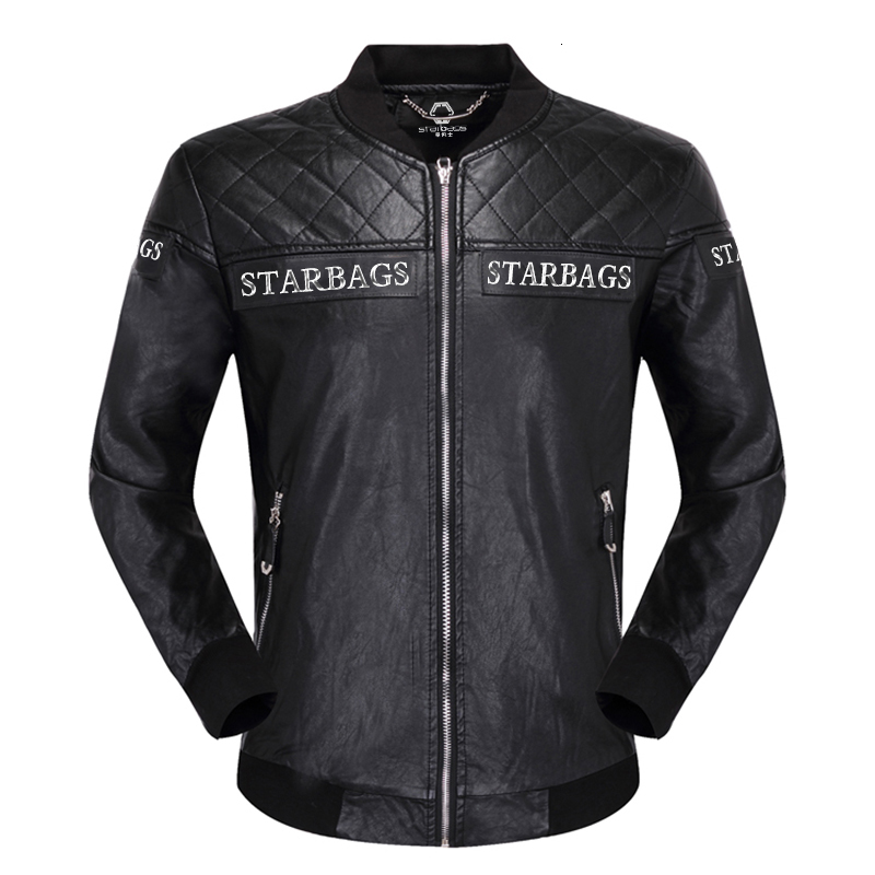 

Men's Jackets PPPP luxury brand original Italian skull winter head wax leather jacket oil embroidered with male rhombic pattern, Black