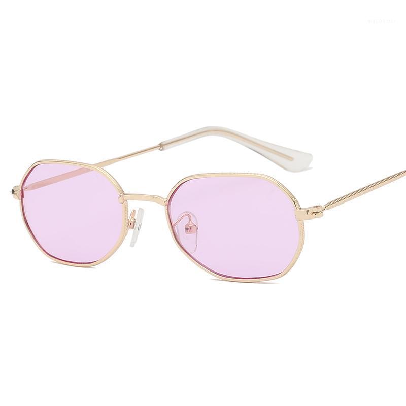 

Sunglasses 2021 Women Metal Man Hexagon Sun Glasses Female Yellow Pink Lens Small Frame Shades Eyeglass
