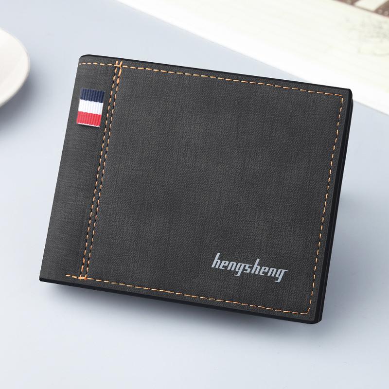 

Wallets Men'S Short Wallet Pu Leather Coin Purses Male Holder Card High Quality Small Money Bag Porte Feuille Hommes, Black