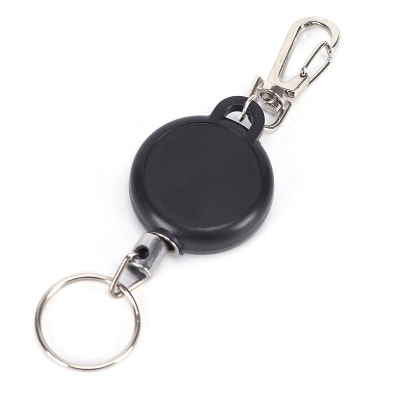 

Keychains Black Wire Rope Keychain 60cm Badge Reel Retractable Recoil Anti Lost Yoyo Ski Pass ID Card Holder Key Ring Keyring Steel Cord