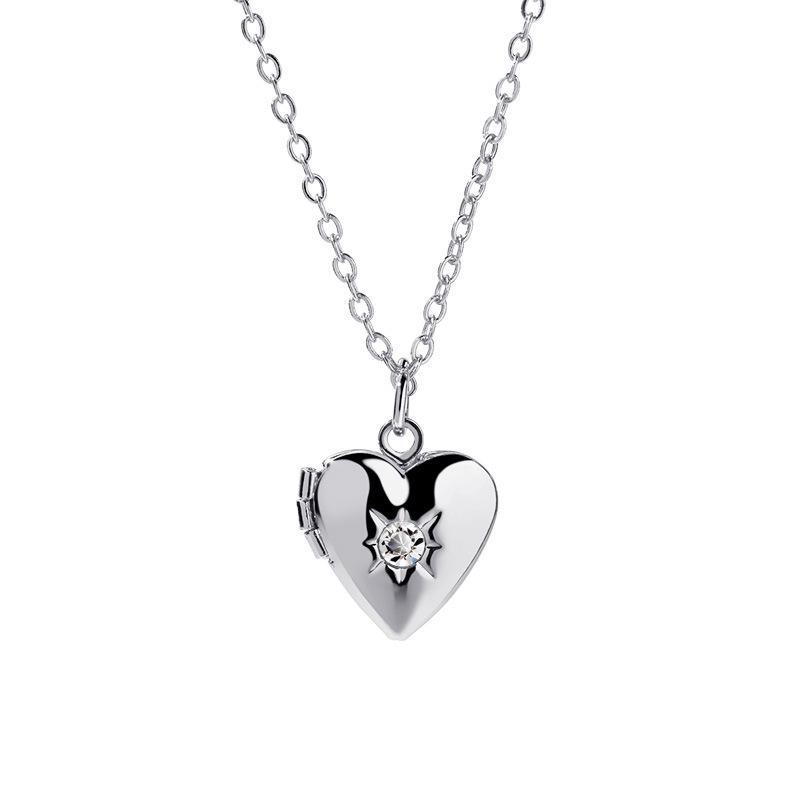 

Pendant Necklaces 20pcs/Lot Heart Po Frame Necklace Crystal Zircon Locket Can Open Women Men Fashion Memorial Jewelry