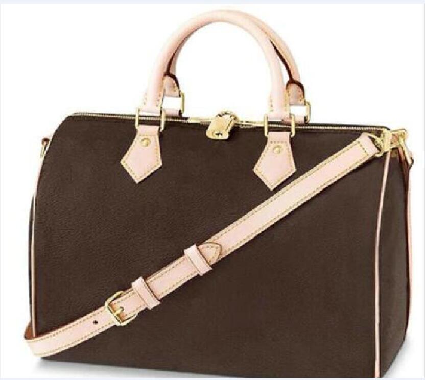 

30cm Women Men Pillow Totes Messenger Travel bag Classic Style Fashion bags Shoulder Bags Lady Totes handbags With key lock 78454, Brown flower