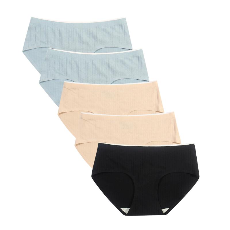 

Women's Panties Fashion 5PC Sexy Mid-Waist Thin Briefs In Solid Color With Non-Trace Underwear Comfortable Intimates Accessories