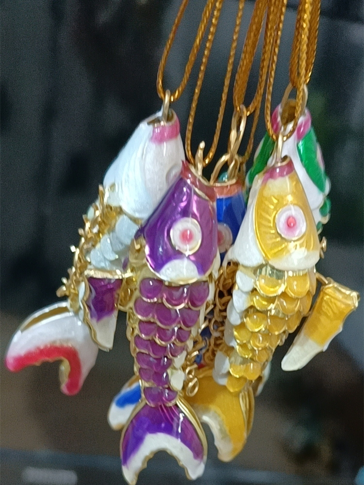 6cm Enamel Swing Cute Fish Keychain Animal Koi Fish Charms Pendants Cloisonne Carp Key Chains for Women Men Return Gifts with box-image-391065959