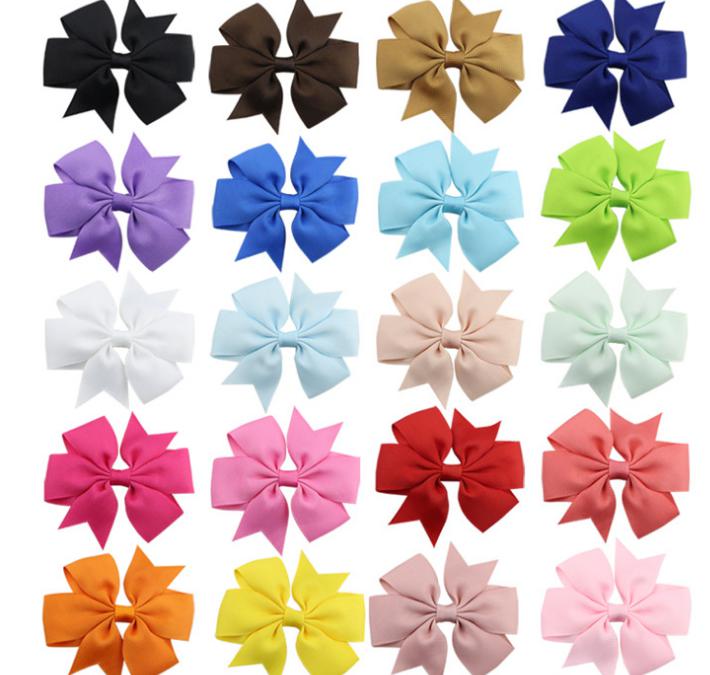 

2021 3.3-3.5Inch Infant Ribbon Bows with Clip,solid color bows clip,baby hair bow,boutique hair accessories girls hair clips 40color choose, 40colors choose freely
