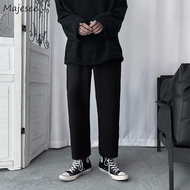 

Men's Pants Men Casual Loose Ankle-length Black Hipsters Japan Style Male Streetwear Chic Draped Cozy Simple Trousers Retro Harajuku