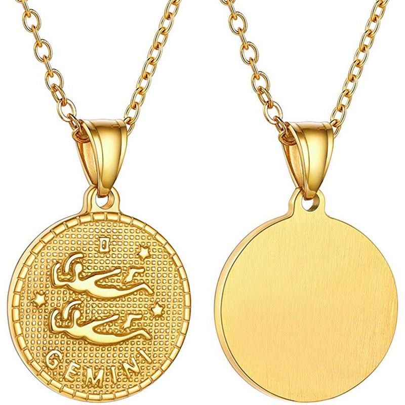 Pendant Necklaces 2021 Gemini Necklace Gold Color 12 Horoscope Zodiac Sign Choker For Women Men Jewelry Naszyjnik Colar-image-709030661