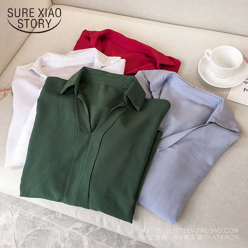 

Spring Korean Loose Thin Trumpet Sleeves Blouse Women Plus Size 4XL Long Sleeve Shirt Solid Wild Bottom Shirt 9359 50 210527, Red