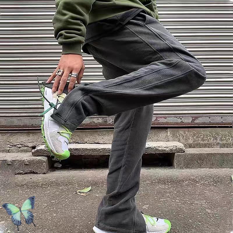

Men's Pants Patchwork At The Side Terry Casual Trousers High Quality Askyurself Sweatpants, Black