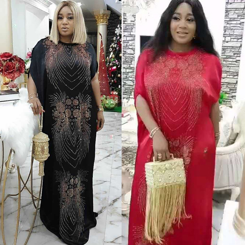 

2021plus size african boubou woman 2021 new silk dress ladies clothing dashiki maxi dresses for women muslim abaya party outfit, Red