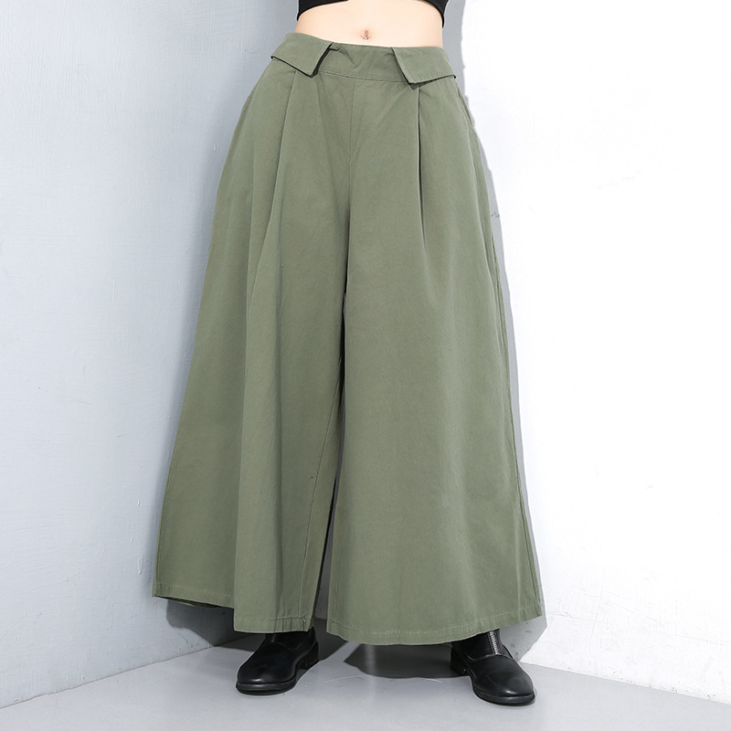 

pants trousers 2021 winter elastic waist solid color wide leg large size bf loose casual 19-90352, Black;white