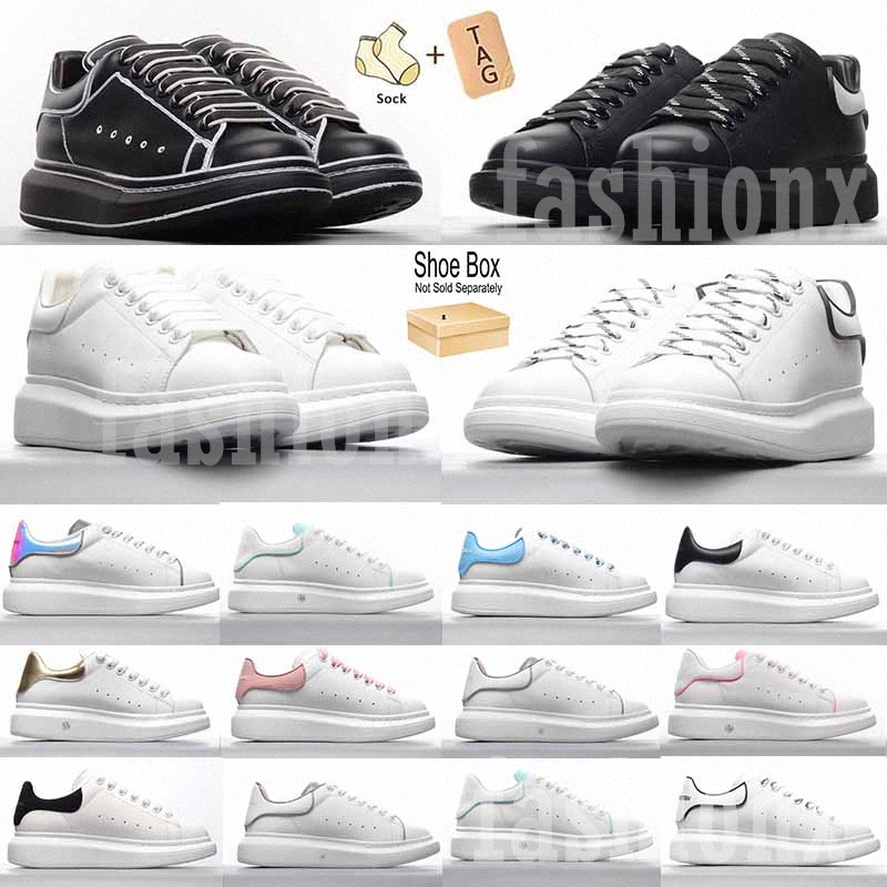 

[With Box] 2022 Fashion Men Shoe Women Leather Lace Up Platform Oversized Sole Sneakers White Black mens womens Luxury velvet suede CasWBH5#, Customize