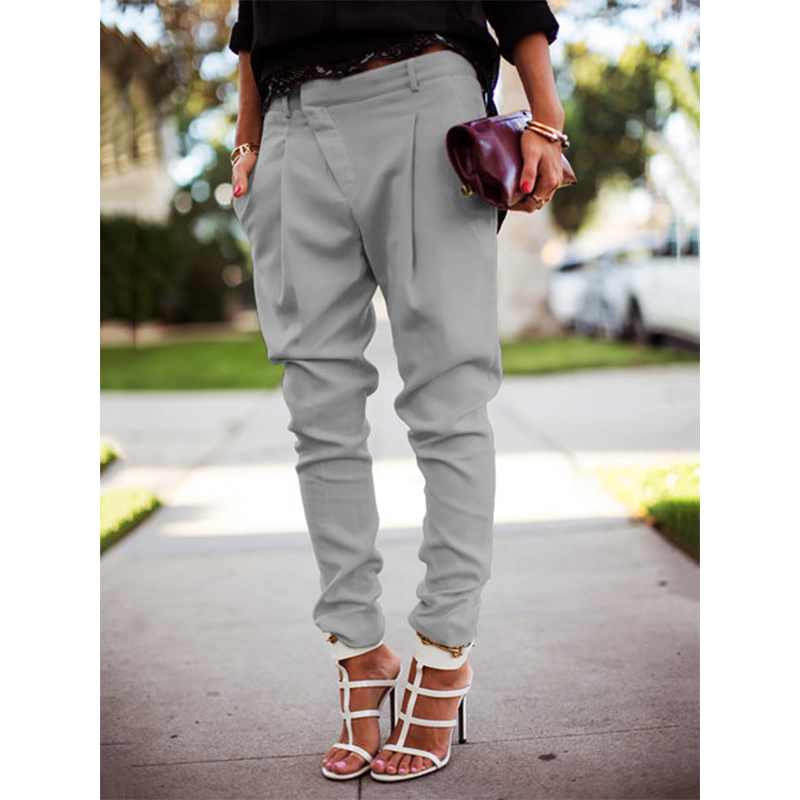 

Women's Simple Basic Harem Jogger Pants Full Length Pants Office / Career Work Inelastic Solid Colored Mid Waist, Black;white