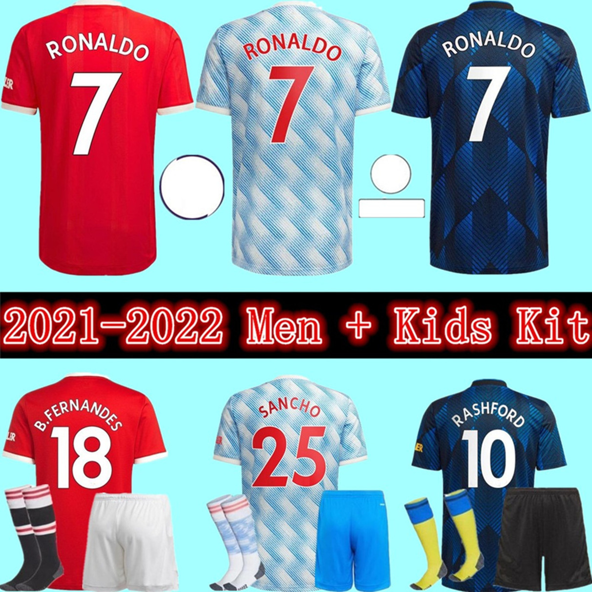 

21 22 Manchester soccer jersey 2021 2022 UNITED RONALDO SANCHO POGBA CAVANI MARTIAL UTD VAN DE BEEK B. FERNANDES RASHFORD LINGARD football s, Black