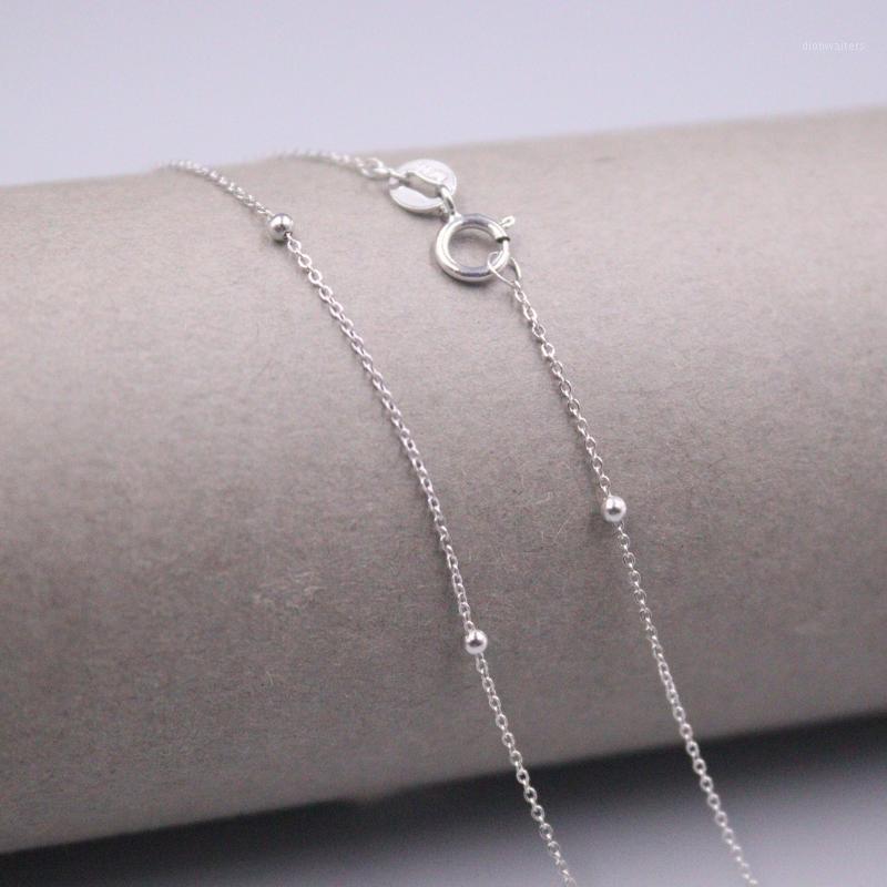 

Chains Au750 Real 18K White Gold Chain Neckalce For Women Female 1.8mmW Beads Rolo Choker Necklace 16''L Jewelry